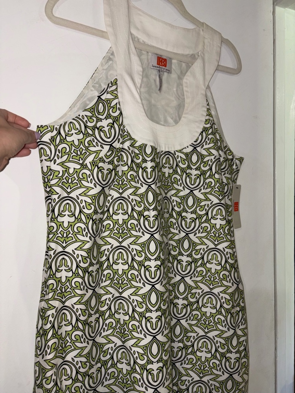 NWT Laundry by Design Green and White Patterned Sleeveless Midi Dress - Picture 2 of 8